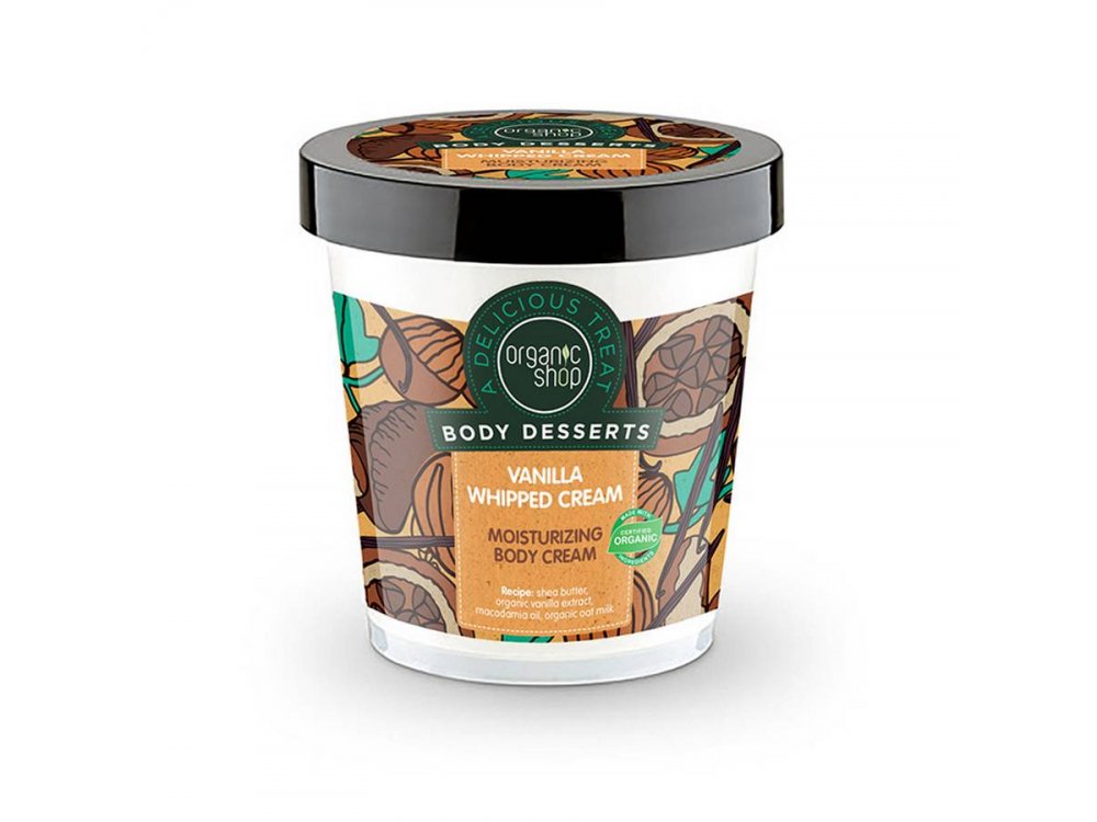 Organic Shop Body Desserts Vanilla Whipped Cream, Ενυδατική κρέμα σώματος, Βανίλια Σαντιγύ, 450ml