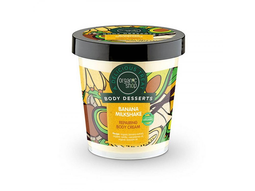 Organic Shop Body Desserts Banana Milkshake, Επανορθωτική κρέμα σώματος, 450ml