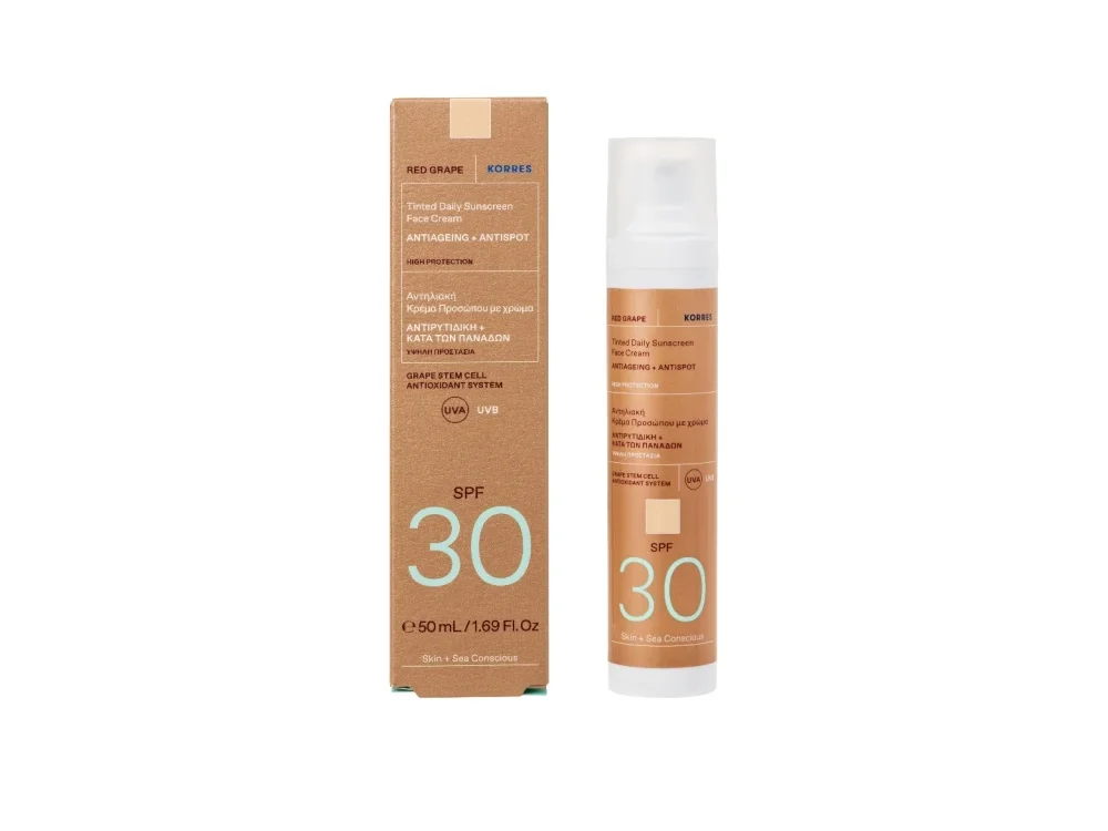 Korres Red Grape Tinted Daily Sunscreen Face Cream SPF30, Αντηλιακή Κρέμα Κατά των Πανάδων, 50ml
