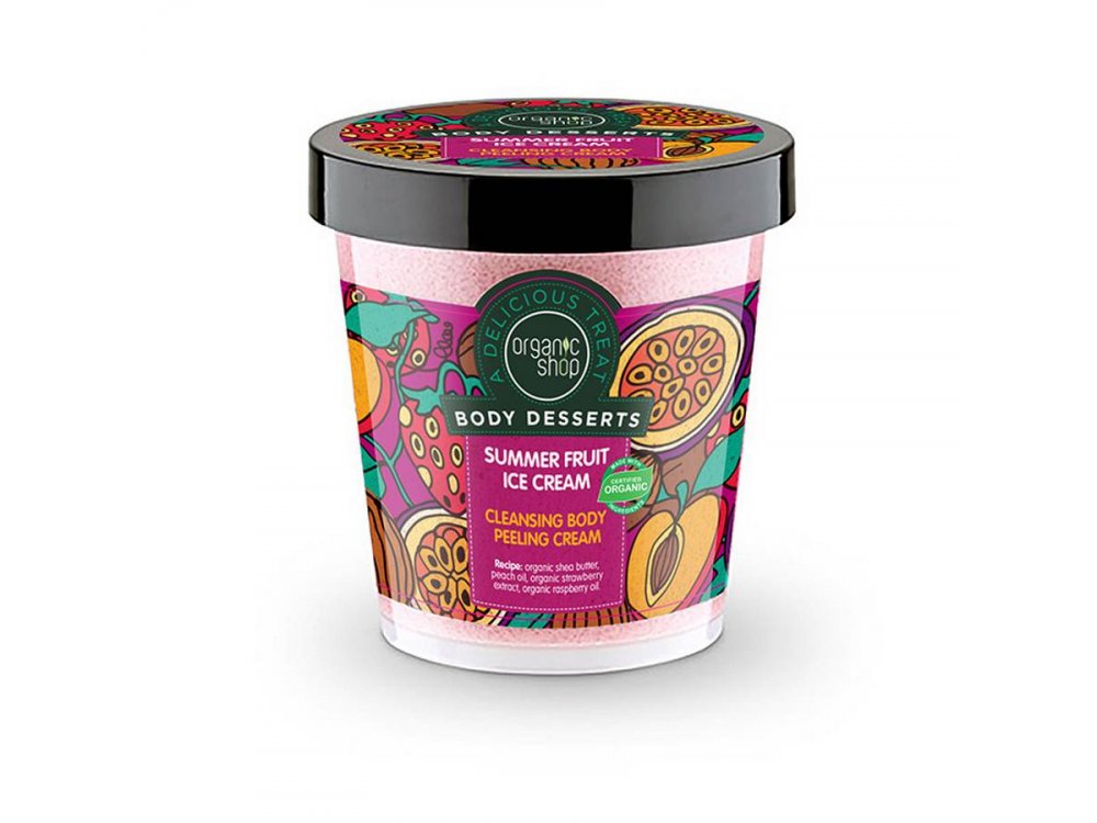 Organic Shop Body Desserts Summer Fruit Ice Cream, Καθαριστικό Peeling Σώματος, 450ml