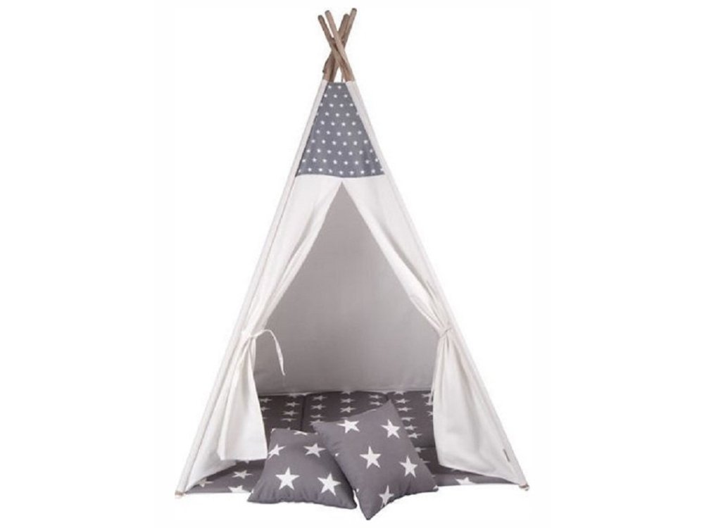 Mysunshine Παραμυθένια Βαμβακερή Παιδική σκηνή Pure Grey with White Stars, 1τμχ