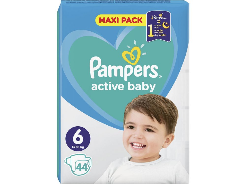Pampers Active Baby Πάνες Maxi Pack Μέγεθος 6 (13-18 kg), 44τμχ