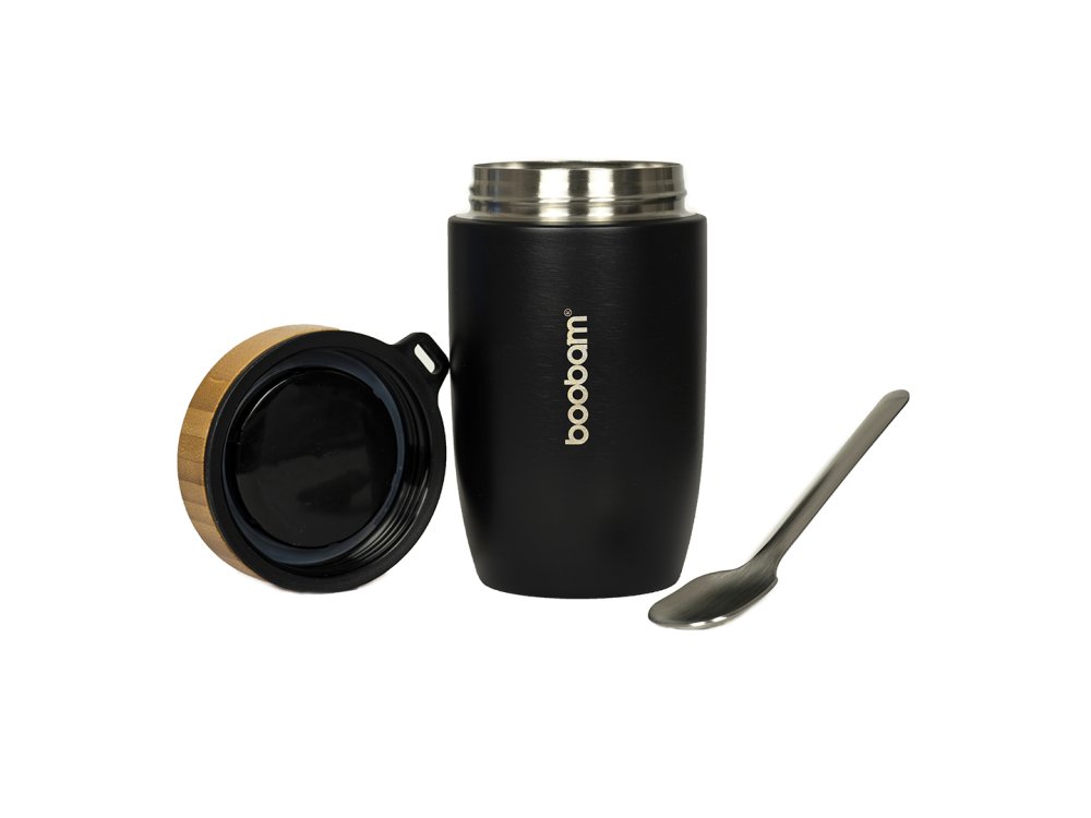Boobam Food Thermos Inox Δοχείο Φαγητού Θερμός Χρώμα Μαύρο, 500ml