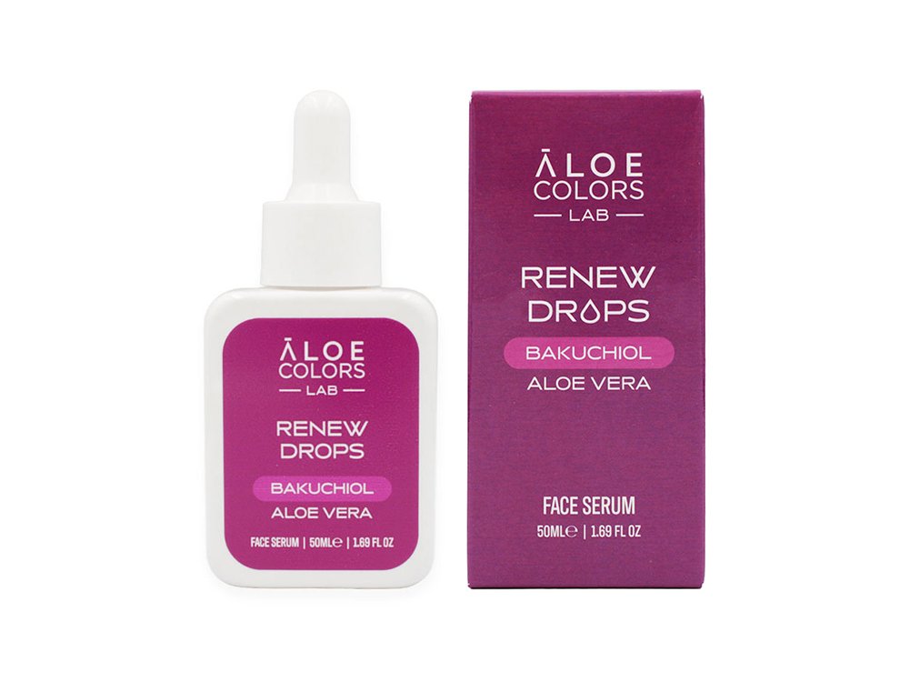 Aloe+Colors Face Serum Renew Drops Bakuchiol, Αντιγηραντικό Serum Προσώπου με Bakuchiol & Ρετινόλη, 50ml