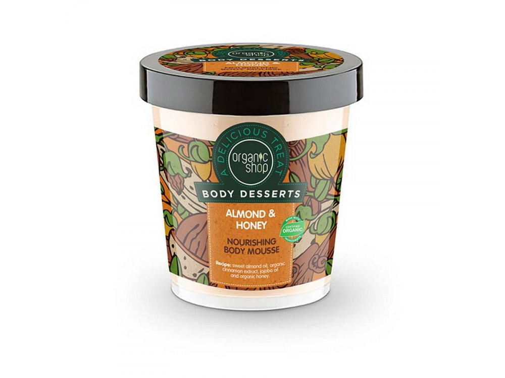 Organic Shop Body Dessert Almond & Honey, Αμύγδαλο & Μέλι Μους θρέψης σώματος, 450ml