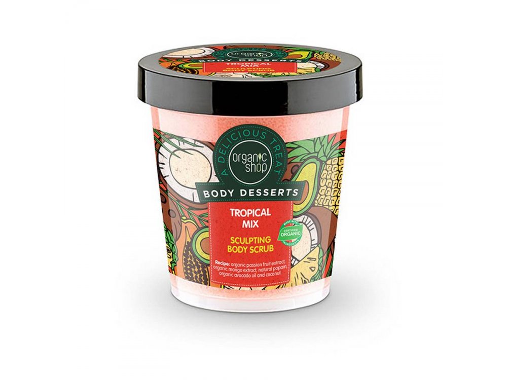 Organic Shop Body Desserts Tropical Mix, Απολεπιστικό Σώματος για Σμίλευση με Άρωμα Τροπικών Φρούτων, 450ml