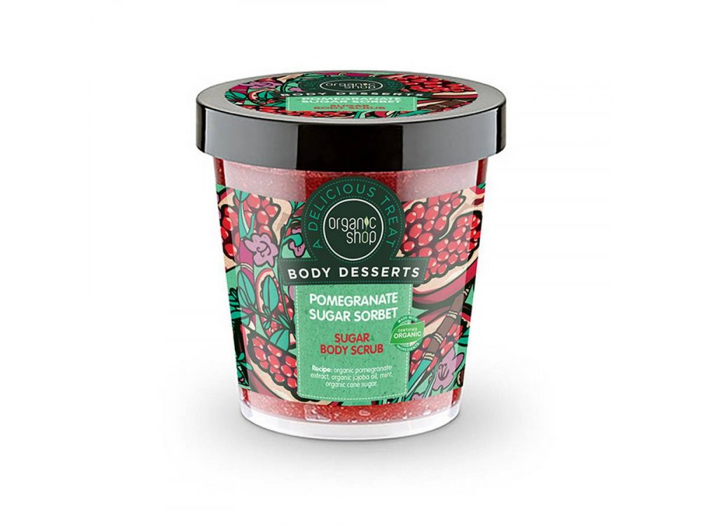 Organic Shop Body Desserts Pomegranate Sugar Sorbet, Υγρό Απολεπιστικό Σώματος με Ρόδι, 450ml