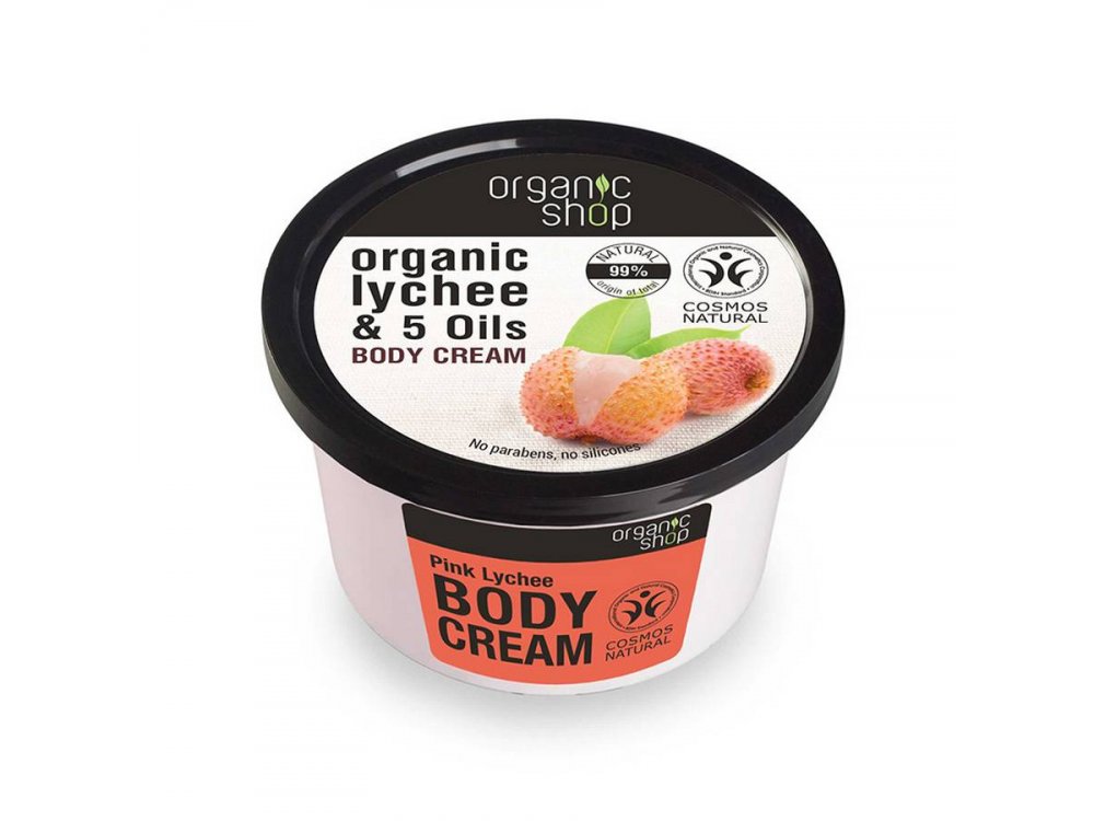 Organic Shop Pink Lychee Body Cream, Βιολογικό Λίτσι & 5 Έλαια, Κρέμα Σώματος, 250ml