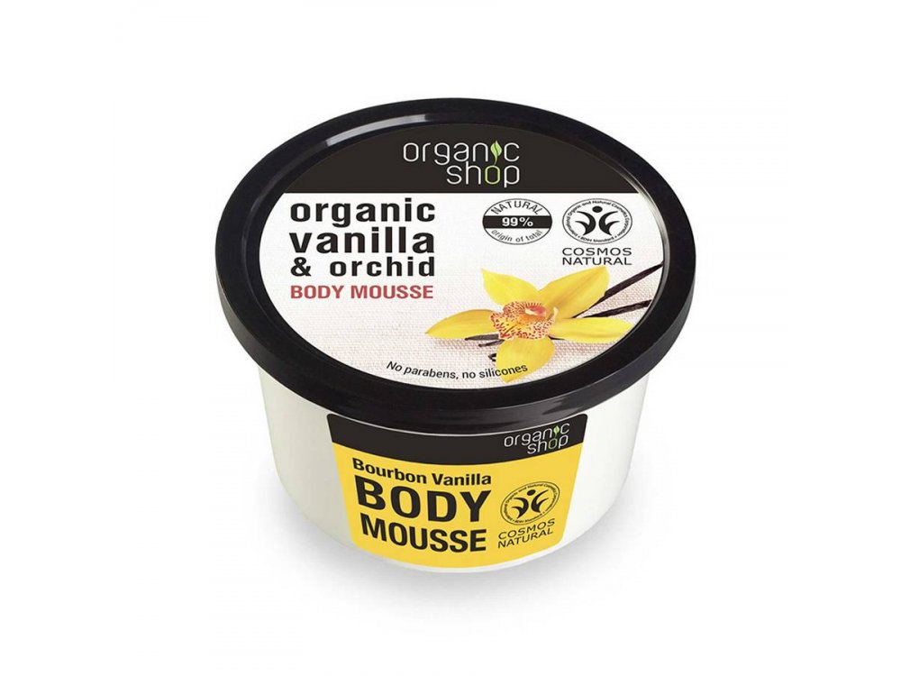 Organic Shop Bourbon Vanilla Body Mousse, Βιολογική  Βανίλια & Ορχιδέα Σώματος, 250ml