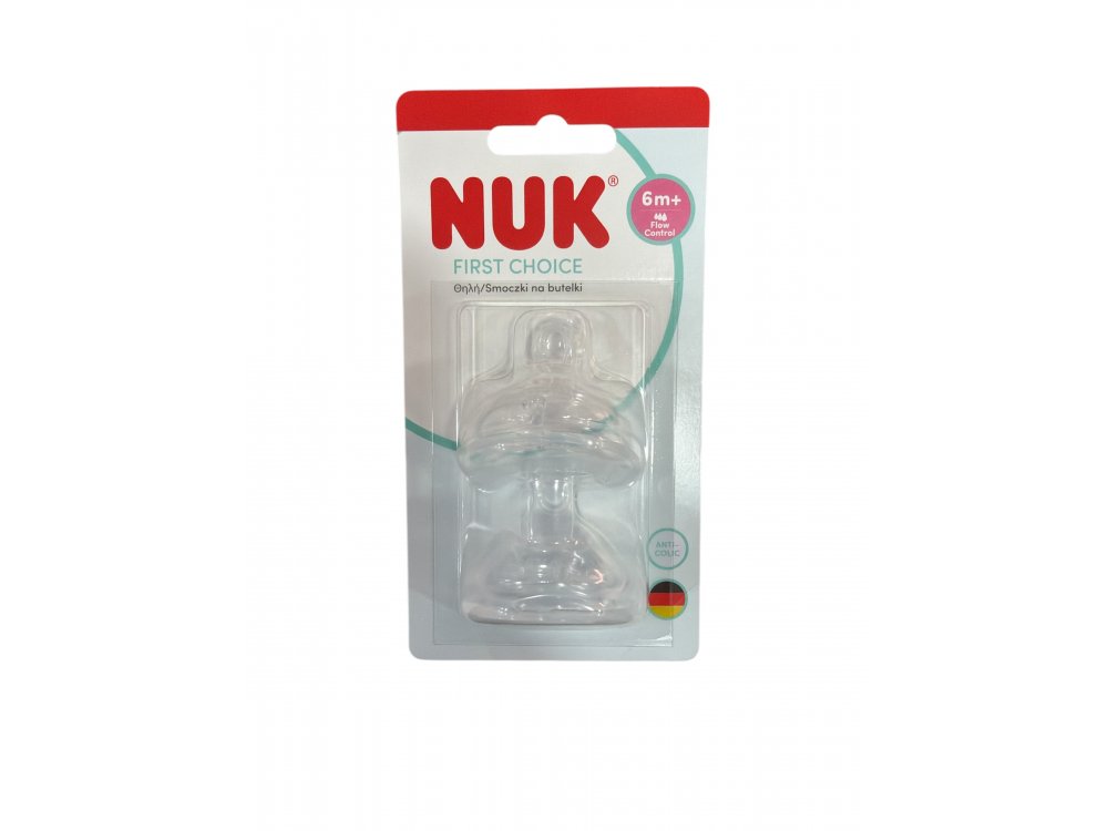 NUK First Choice+ Θηλή Σιλικόνης με έλεγχο ροής 6m+, 2τμχ