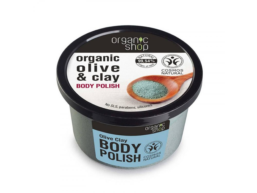 Organic Shop Body Polish Olive Clay, Scrub σώματος, Ελιά & Άργιλος, 250ml