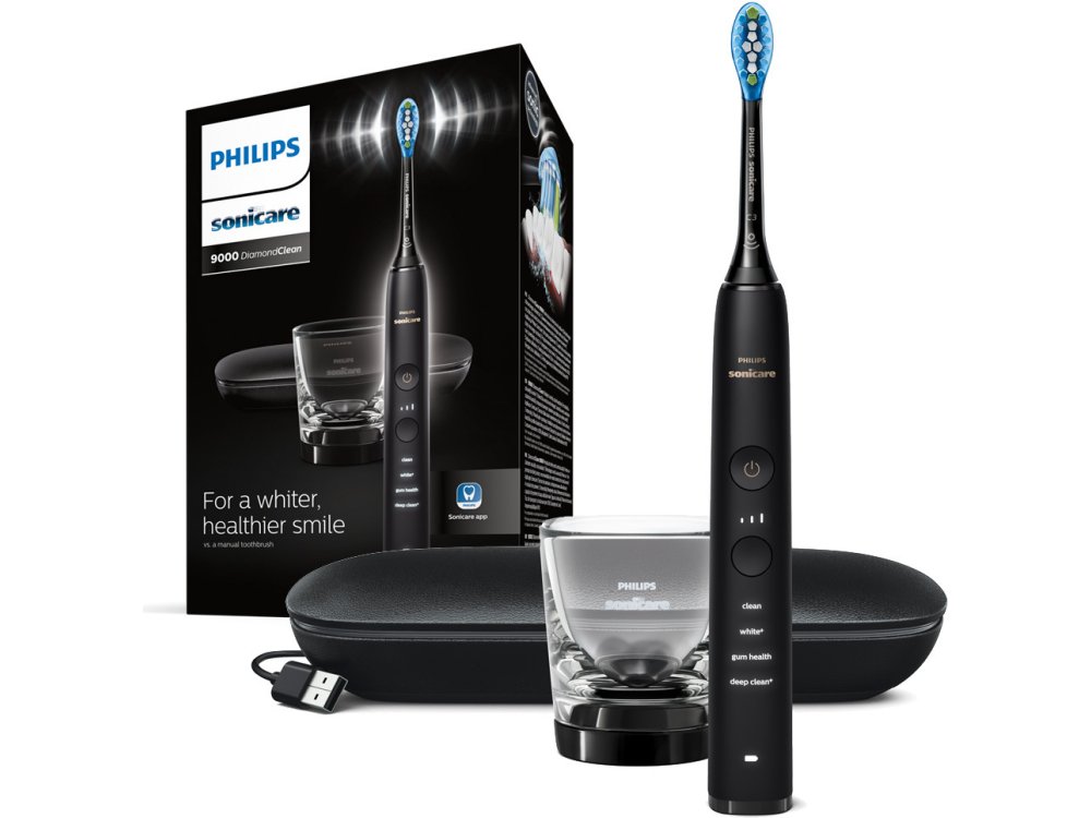 Philips Sonicare Diamond Clean 9000 Black Edition Ηλεκτρική Οδοντόβουρτσα με Θήκη Ταξιδιού, 1τμχ