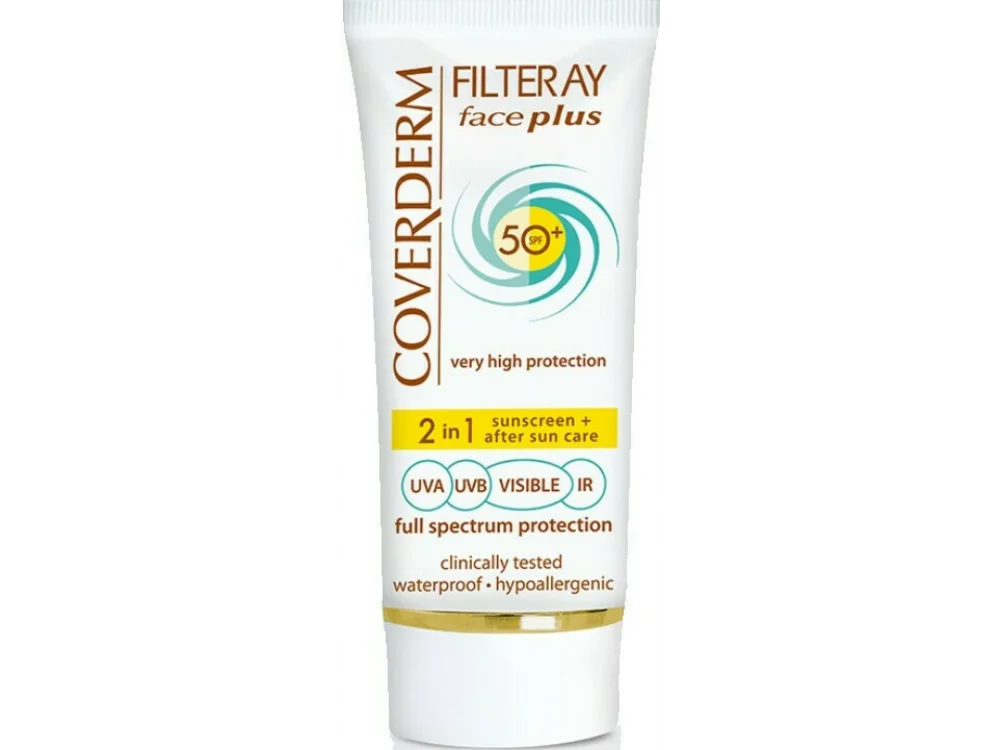 Coverderm Filteray Face Plus Sunscreen, Αντιηλιακό Προσώπου Χωρίς Χρώμα SPF30 για Ξηρές-Ευαίσθητες Επιδερμίδες, 50ml