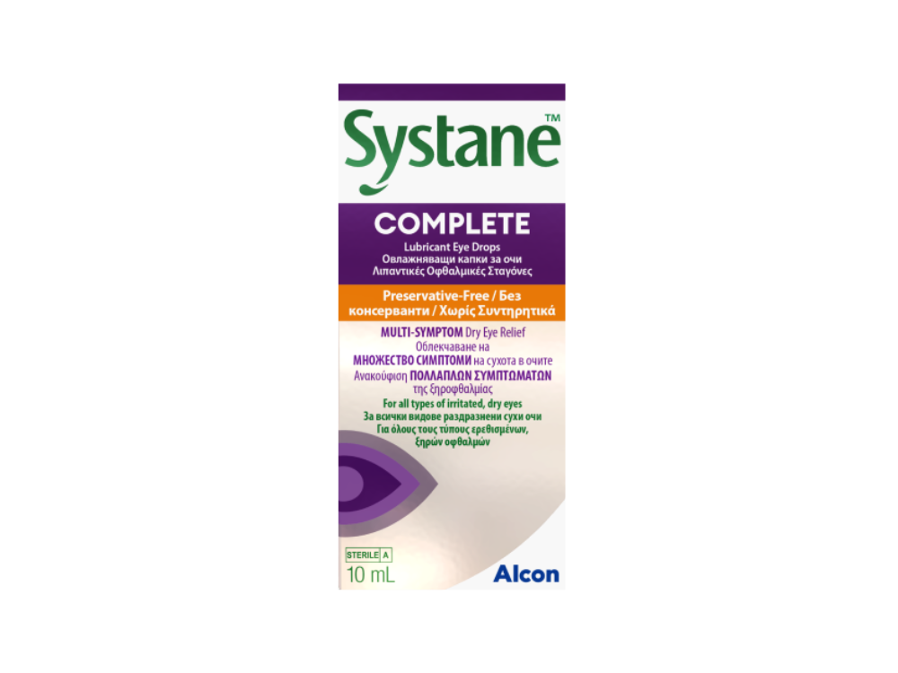 Alcon Systane Complete Λιπαντικές Οφθαλμικές Σταγόνες Χωρίς Συντηρητικά, 10ml