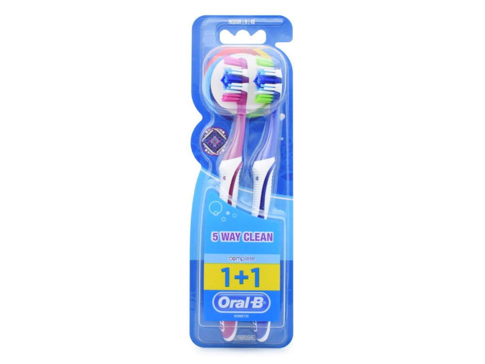 Oral-B Complete 5 Way Clean Χειροκίνητη Οδοντόβουρτσα 40mm Μέτρια, 2τμχ