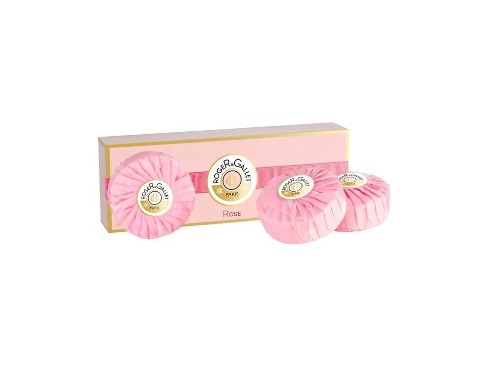 Roger & Gallet Rose Perfumed Soap Bar Pack, Κασετίνα με 3 Αναζωογονητικά Φυτικά Σαπούνια Σώματος με Άρωμα Τριαντάφυλλο 3x100gr