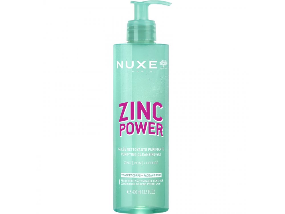 Nuxe Zinc Power Purifying Cleansing Gel, Τζελ Καθαρισμού, 400ml