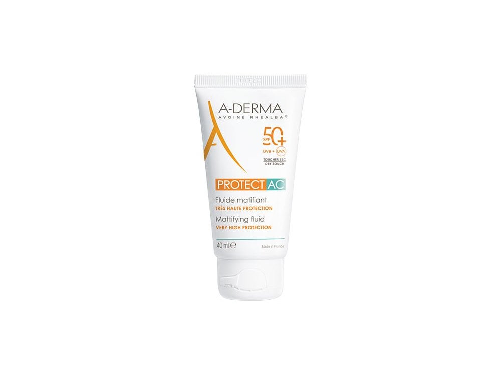 A-Derma Protect AC Fluide Matifiant Tres Haute, Protection SPF50+ Αντηλιακή Κρέμα Προσώπου για Ματ Αποτέλεσμα, Πολύ Υψηλής Προστασίας για Λιπαρές & με Τάση Ακμής Επιδερμίδες, 40ml