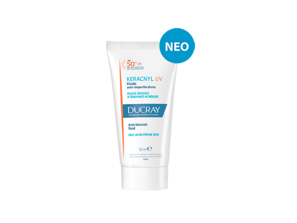 Ducray Keracnyl UV SPF50+ Fluid Λεπτόρρευστη Αντηλιακή Κρέμα για Δέρμα με Τάση Ακμής, 50ml
