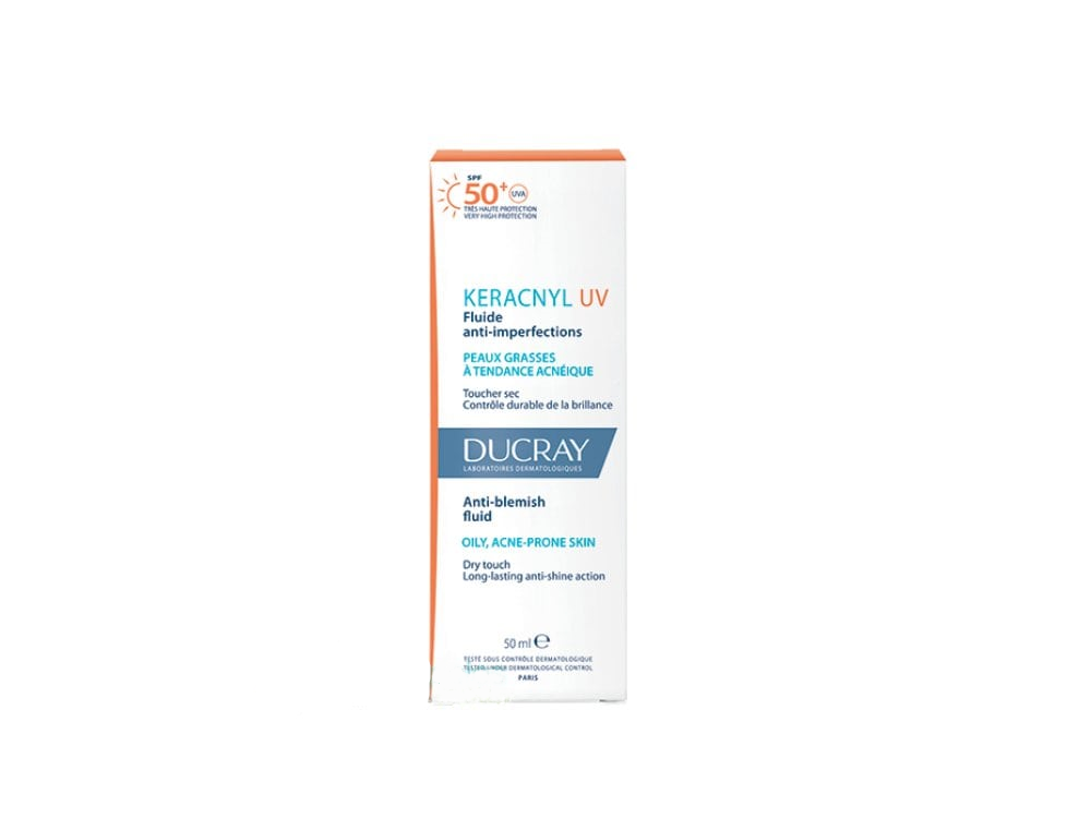 Ducray Keracnyl UV SPF50+ Fluid Λεπτόρρευστη Αντηλιακή Κρέμα για Δέρμα με Τάση Ακμής, 50ml