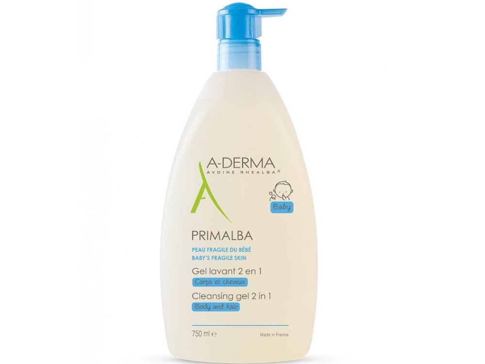 A-Derma Primalba Cleansing Gel, Τζελ Καθαρισμού 2 σε 1 για το Ευαίσθητο Βρεφικό Δέρμα & το Τριχωτό της Κεφαλής, 750ml