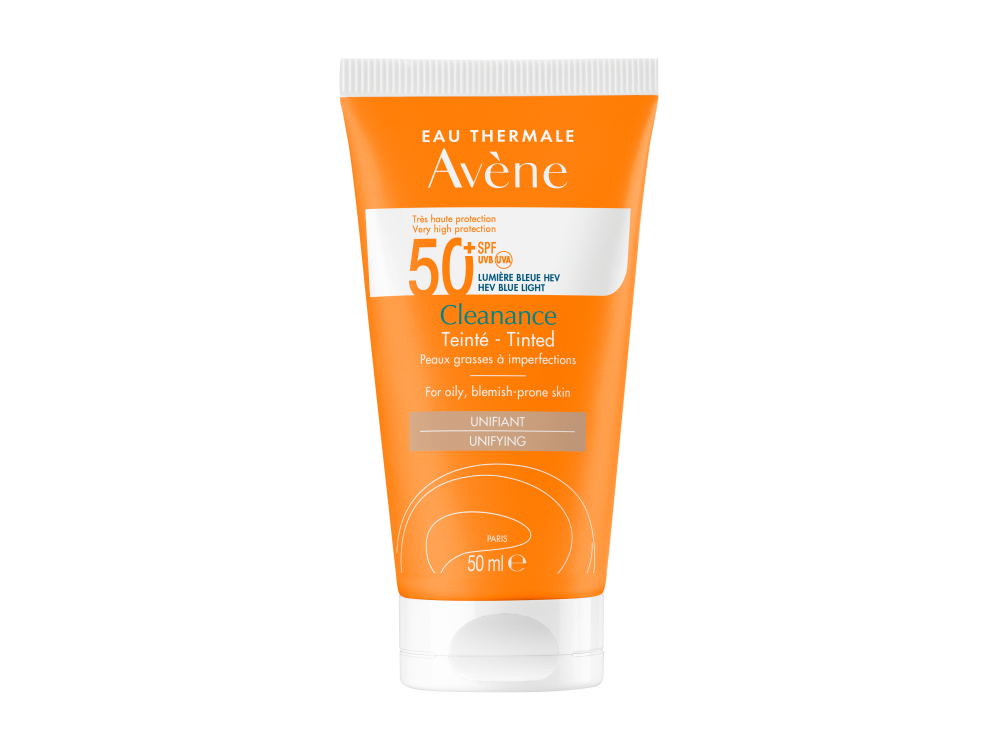 Avène Cleanance Solaire Teintee, Αντηλιακό Προσώπου SPF 50+ με Χρώμα για το Ευαίσθητο Λιπαρό Δέρμα με Ατέλειες, 50ml