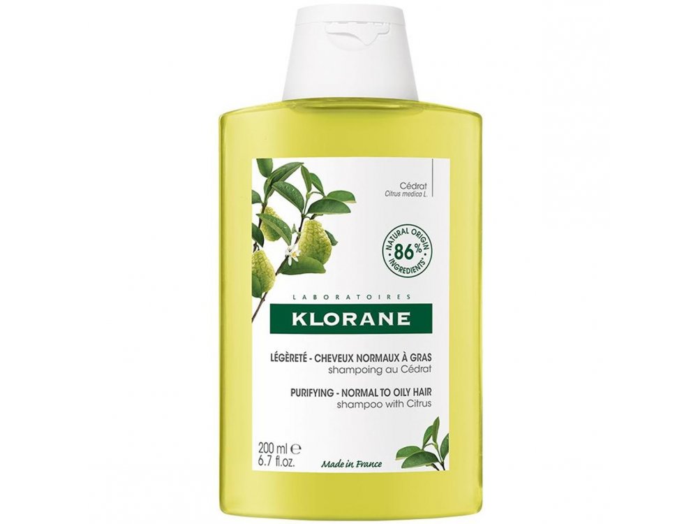 Klorane Citrus Shampoo for Normal to Oily Hair, Σαμπουάν Κίτρο για Λάμψη με Τάση Λιπαρότητας, 200ml