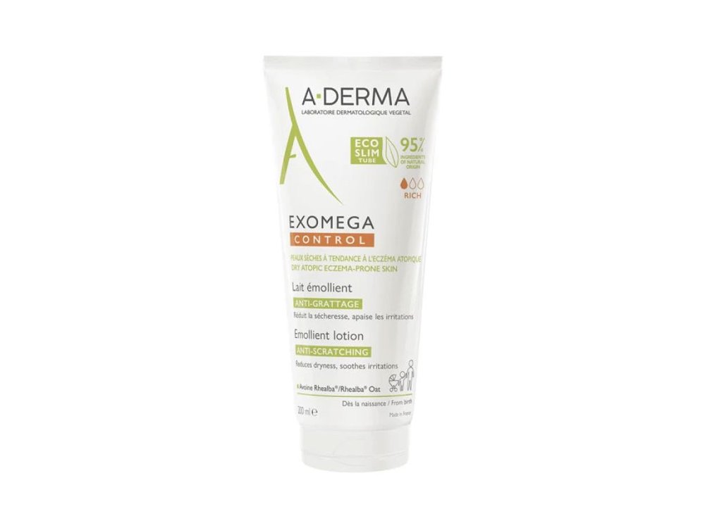 A-DERMA Exomega Control Emollient Lotion, Μαλακτικό Γαλάκτωμα για το Πρόσωπο & το Σώμα για Ξηρό Δέρμα με Τάση Ατοπίας & Κνησμού 200ml