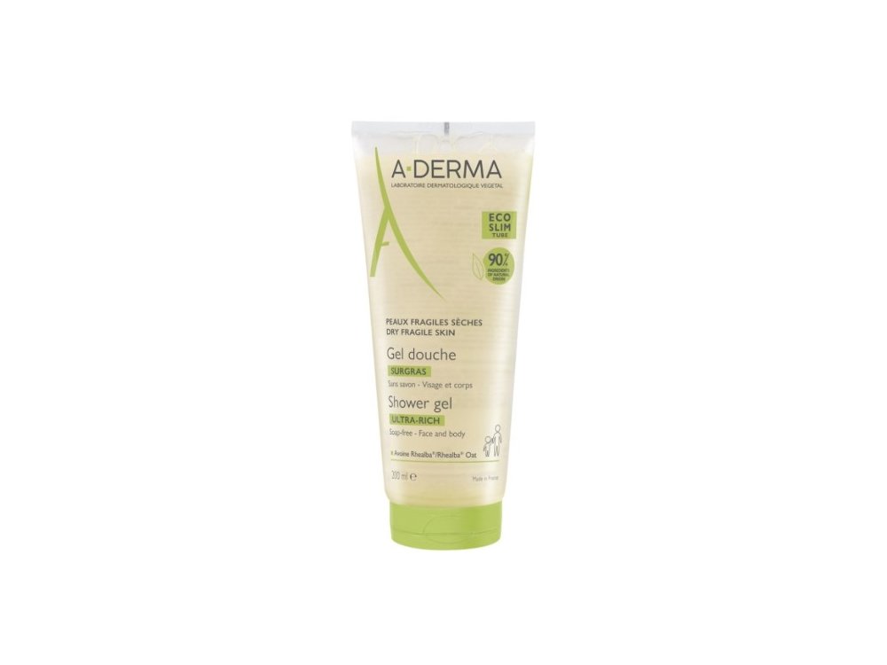 A-Derma Ultra Rich Shower Gel, Πλούσιο Αφρίζον Τζελ Καθαρισμού, Πρόσωπο και Σώμα, 200ml
