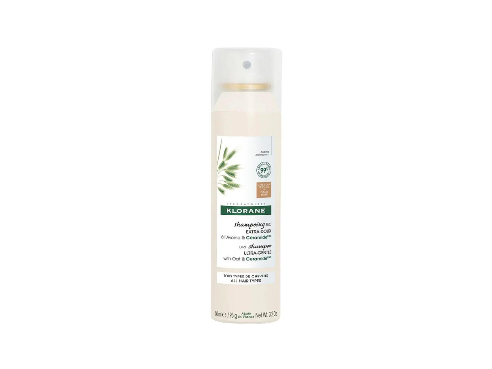 Klorane Dry Shampoo with Oat Milk Ultra-Gentle, Ξηρό Σαμπουάν με Γαλάκτωμα Βρώμης για Καστανά-Σκούρα Μαλλιά, 150ml