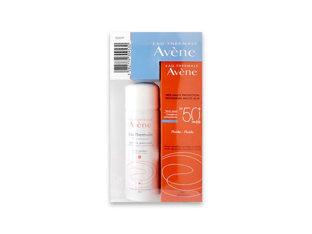 Avene Dry Touch Fluide SPF50+ Αντηλιακή Κρέμα Προσώπου για Ευαίσθητο Κανονικό & Μεικτό Δέρμα, 50ml & Eau Thermale Spray Ιαματικό Νερό, 50ml