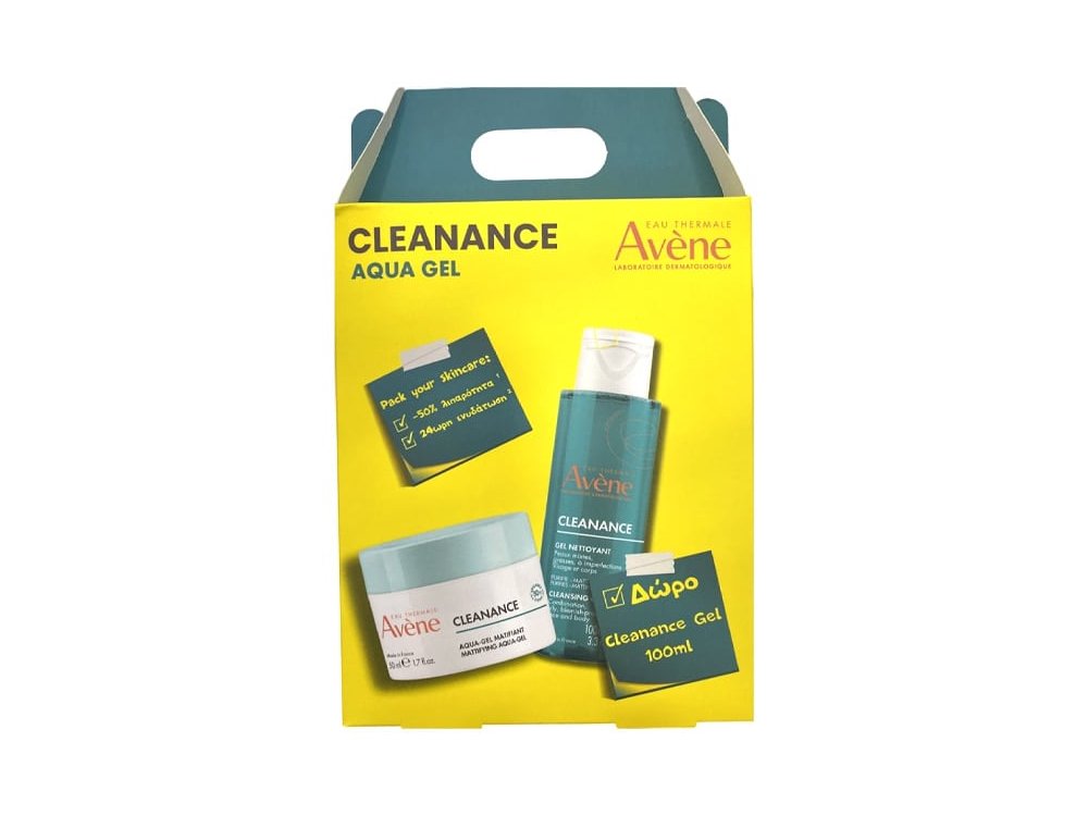 Avene Cleanance Promo με Avene Cleanance Mattifying Aqua Gel Ενυδατική Κρέμα-Gel Προσώπου για Μεικτές & Λιπαρές Επιδερμίδες, 50ml & Δώρο Cleanance Gel Καθαριστικό Προσώπου για Λιπαρές & Ακνεϊκές Επιδερμίδες, 100ml, 1σετ