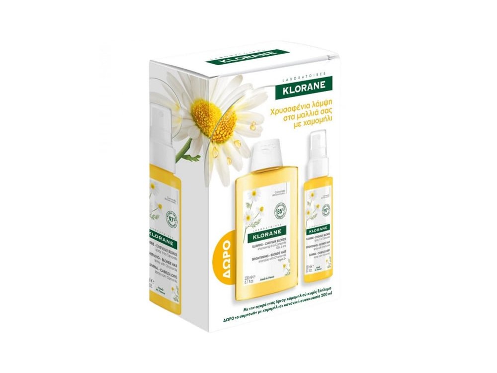 Klorane Promo Camomille, Σπρέι Χαμομηλιού για Χρυσαφένιες Ανταύγειες, 100ml & Shampoo, 200ml