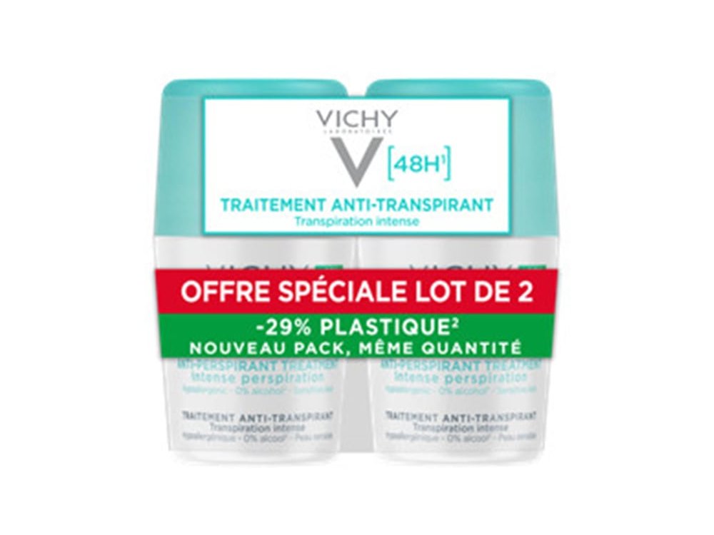 Vichy Promo (-50% στο 2ο Προϊόν) Deodorant 48h Intensive Anti-Perspirant Αποσμητικό Roll-on, 2x50ml