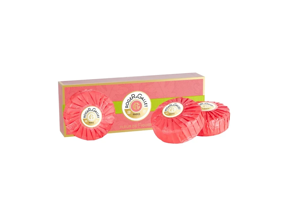 Roger & Gallet Fleur De Figuier Perfumed Soap Bar Pack, Κασετίνα με 3 Αναζωογονητικά Φυτικά Σαπούνια Σώματος με Άρωμα Ανθού Συκιάς, 3x100gr