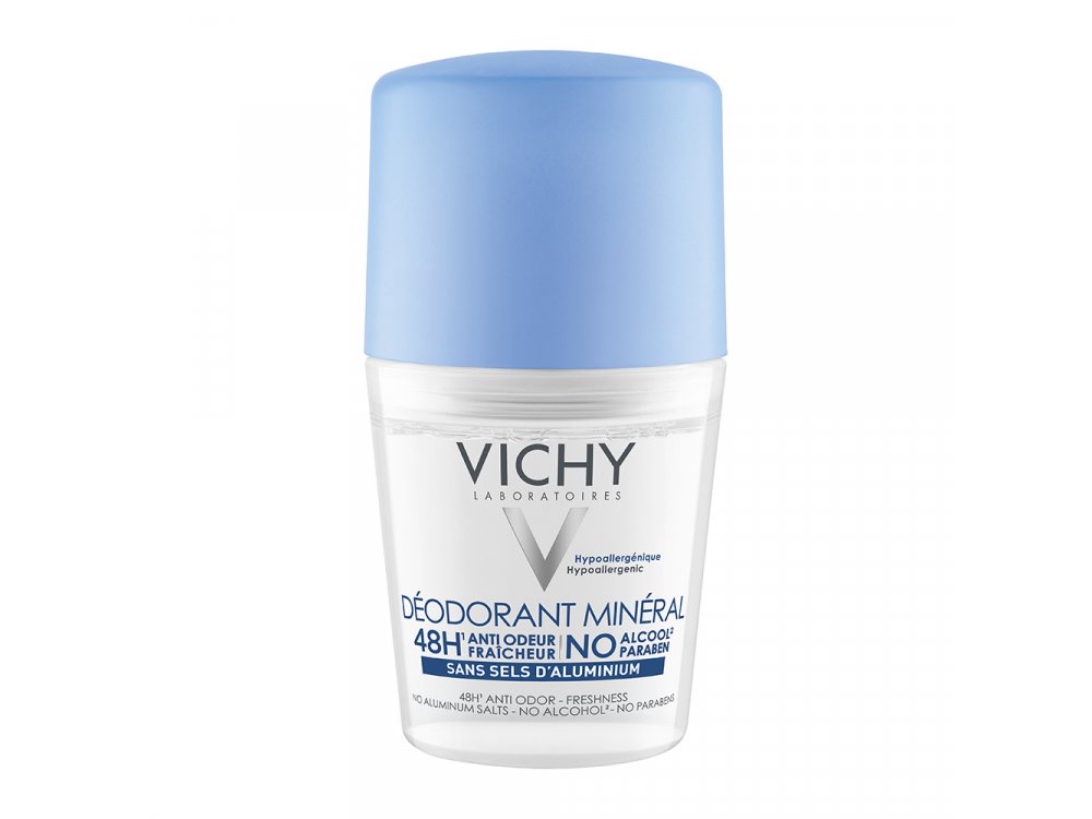 Vichy Deodorant Mineral Roll On, Αποσμητικό χωρίς άλατα αλουμινίου, για ευαίσθητα δέρματα, 50ml