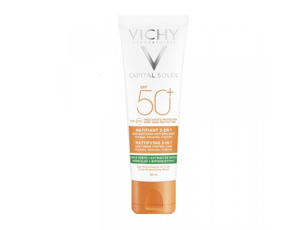 Vichy Capital Soleil Matifiant 3 in 1 SPF50+ Αντηλιακή Προσώπου Κατά της Λιπαρότητας, 50ml