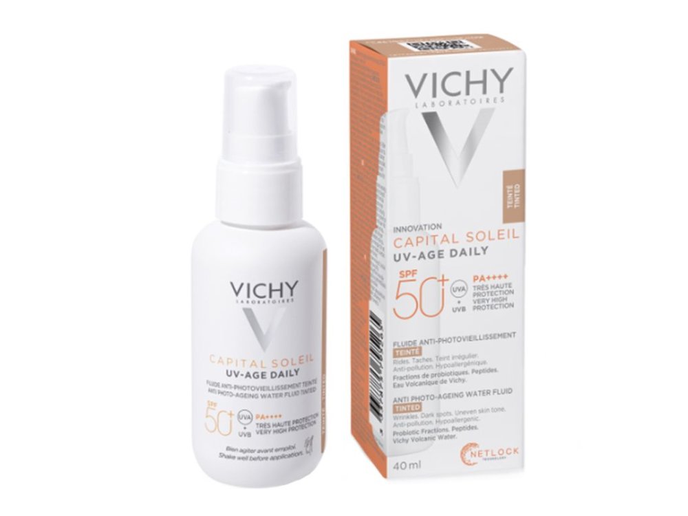 Vichy Capital Soleil UV-Age Daily Tinted Light SPF50+, Λεπτόρρευστο Αντιηλιακό Προσώπου με Χρώμα, 40ml