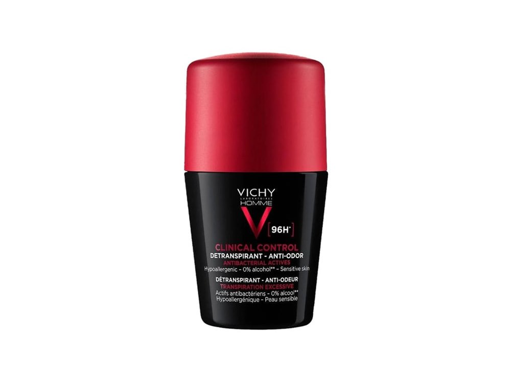 Vichy Homme Clinical Control 96h Detranspirant Anti-Odor Deodorant Roll-on, Αποσμητικό για Ευαίσθητες Επιδερμίδες, 50ml