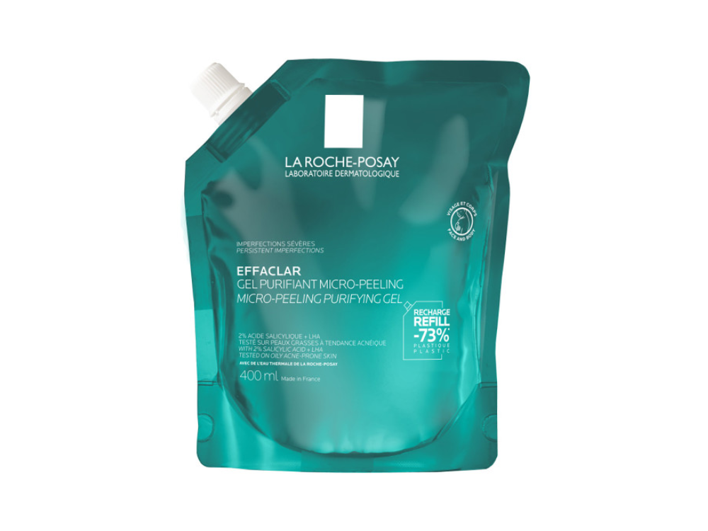 La Roche-Posay Effaclar Μicro-Peeling Purifying Gel Refill Τζελ Καθαρισμού για Eπίμονες Aτέλειες - Ανταλλακτική Συσκευασία, 400ml