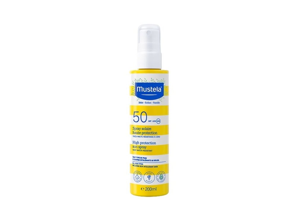 Mustela High Protection Sun Spray SPF50, Αντηλιακό Σώματος & Προσώπου Υψηλής Προστασίας, 200ml