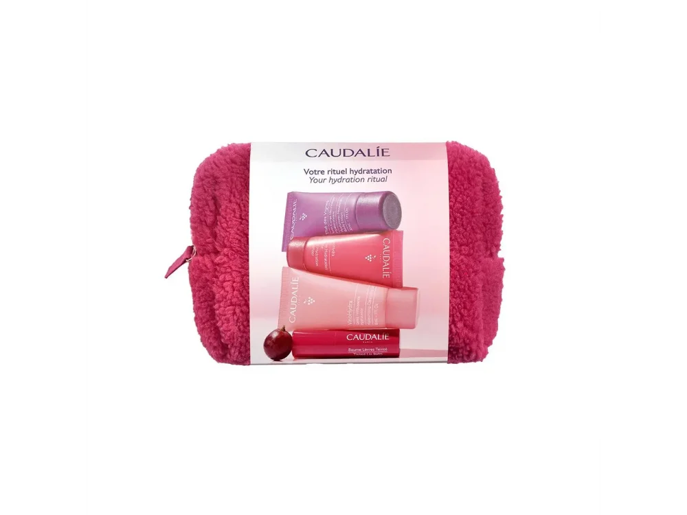 Caudalie X-Mas Your Hydration Ritual Winter Pouch, Ενυδατικό Καθαριστικό Τζελ 30ml Κρέμα Βαθιάς Ενυδάτωσης 15ml Στικ Χειλιών 4.5gr & Λοσιόν Ενυδάτωσης 30ml σε τσαντάκι