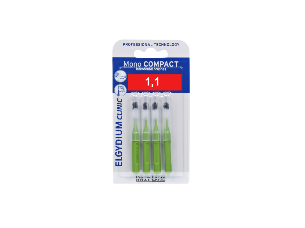 Elgydium Clinic Mono Compact Green , Μεσοδόντια Βουρτσάκια 1.1mm, 4τμχ