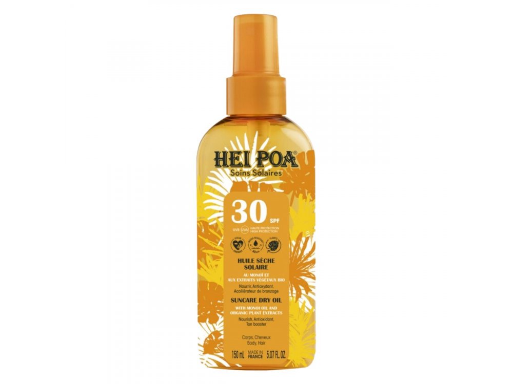 Hei Poa Suncare Dry Oil SPF30 Body & Hair , Αντηλιακό προϊόν σώματος και μαλλιών, 150ml