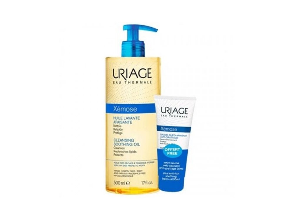 Uriage Promo Xemose Huile Lavante Apaisante Cleansing Soothing Oil Καταπραϋντικό Λάδι Καθαρισμού, 500ml & Δώρο Baume Oleo-Apaisant Soothing Βάλσαμο Κατά του Κνησμού, 50ml, 1σετ