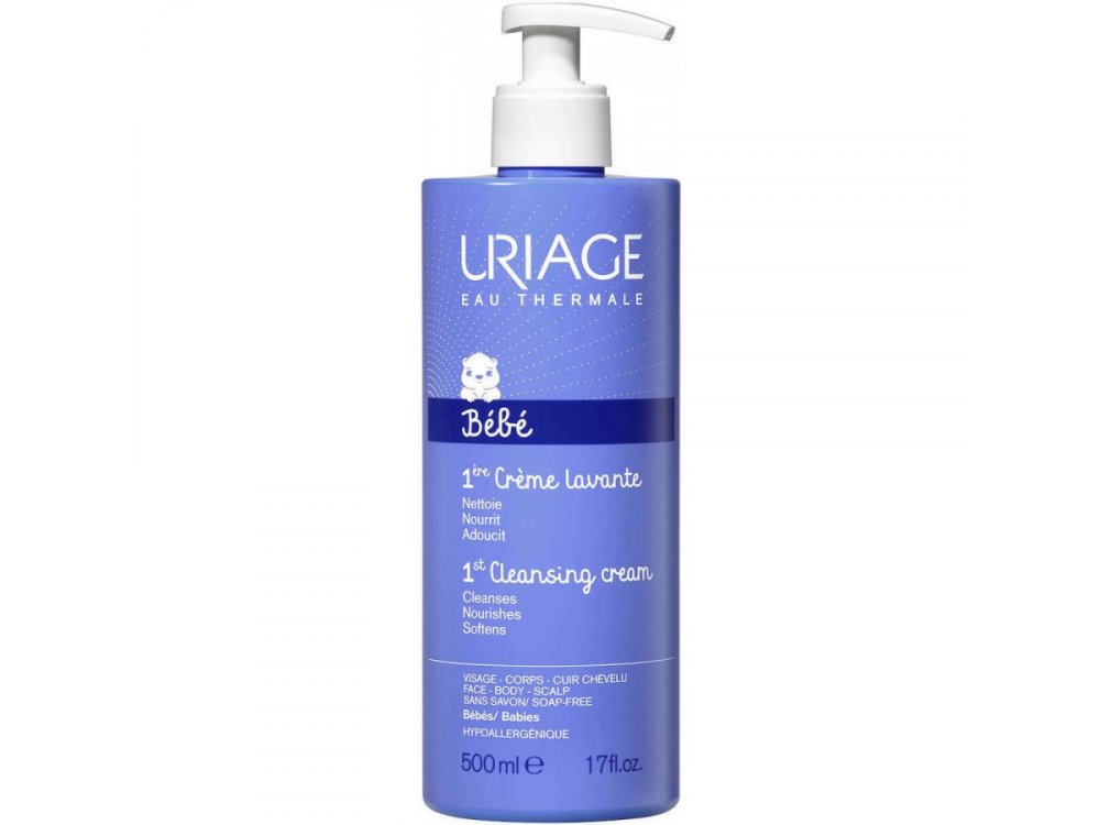 Uriage Bebe 1st Cleansing Cream, Βρεφική Κρέμα Καθαρισμού Χωρίς Σαπούνι, 500ml