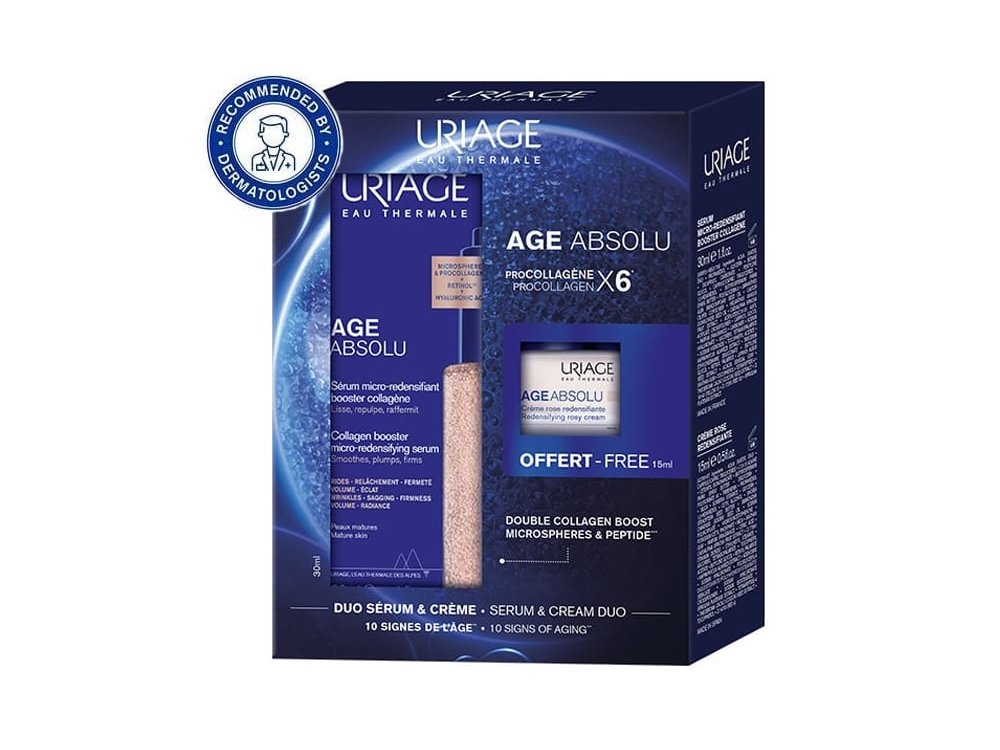 Uriage Promo Age Absolu Boosting Micro-Redensifying Ορός Αντιγήρανσης, 30ml & Δώρο Redensifying Rosy Αντιγηραντική Κρέμα Ημέρας, 15ml, 1σετ