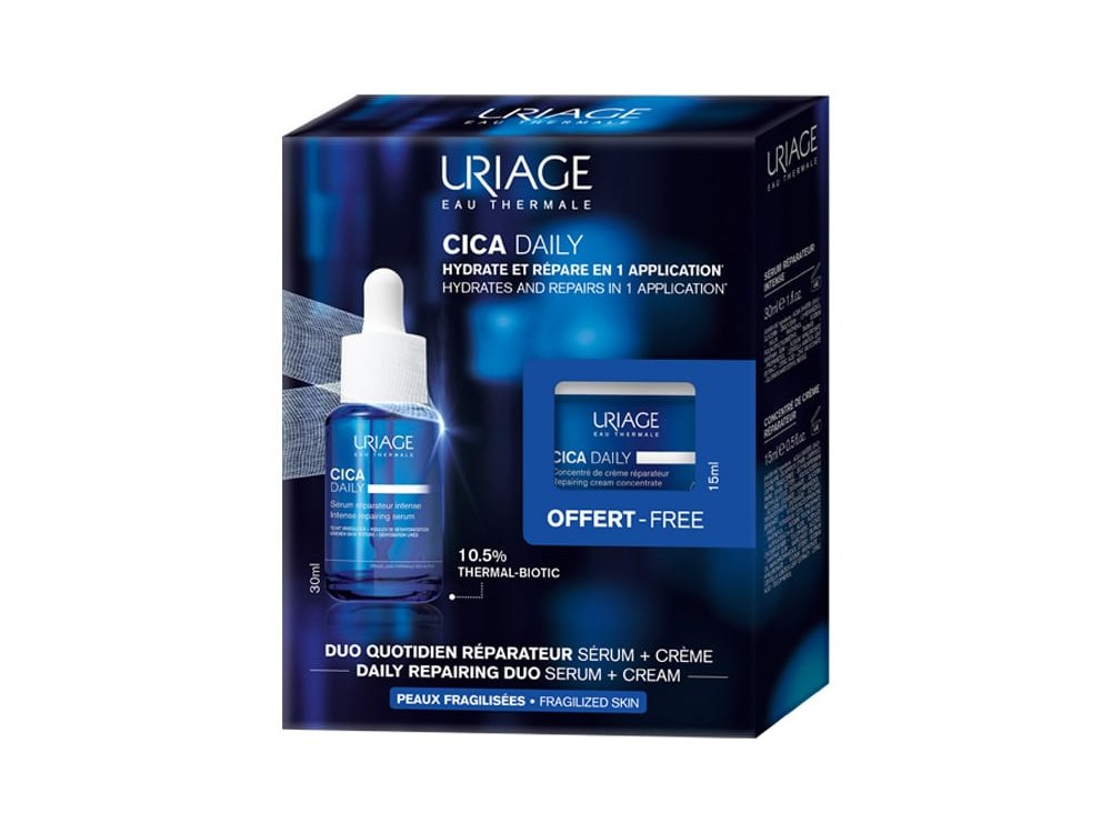 Uriage Promo Bariederm Cica Daily, Σετ Περιποίησης Προσώπου με Bariederm Cica Daily Serum, Ορός Προσώπου για Επανόρθωση, 30ml & Bariederm Cica Daily Κρέμα Ημέρας, 15ml, 1σετ