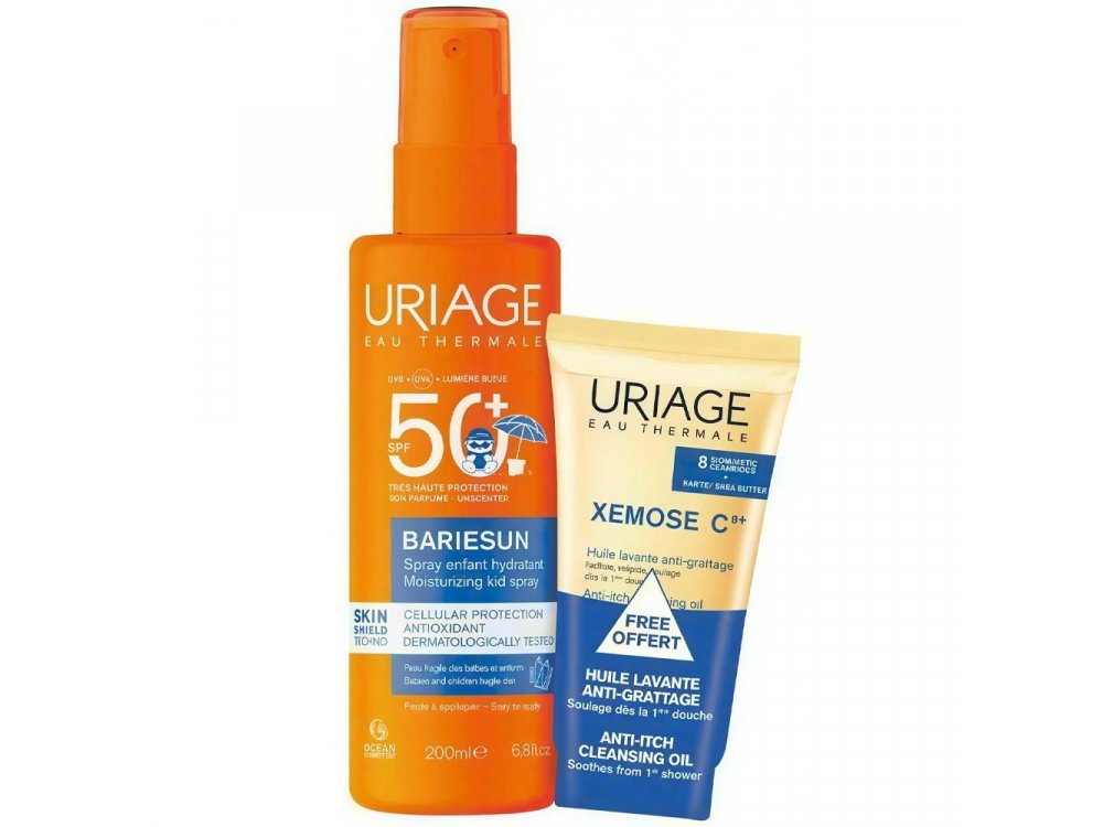 Uriage Set Bariesun Spray SPF50+ Αδιάβροχο Παιδικό Αντηλιακό 200ml + Xemose Cleansing Soothing Oil Καταπραϋντικό Λάδι Καθαρισμού 50ml