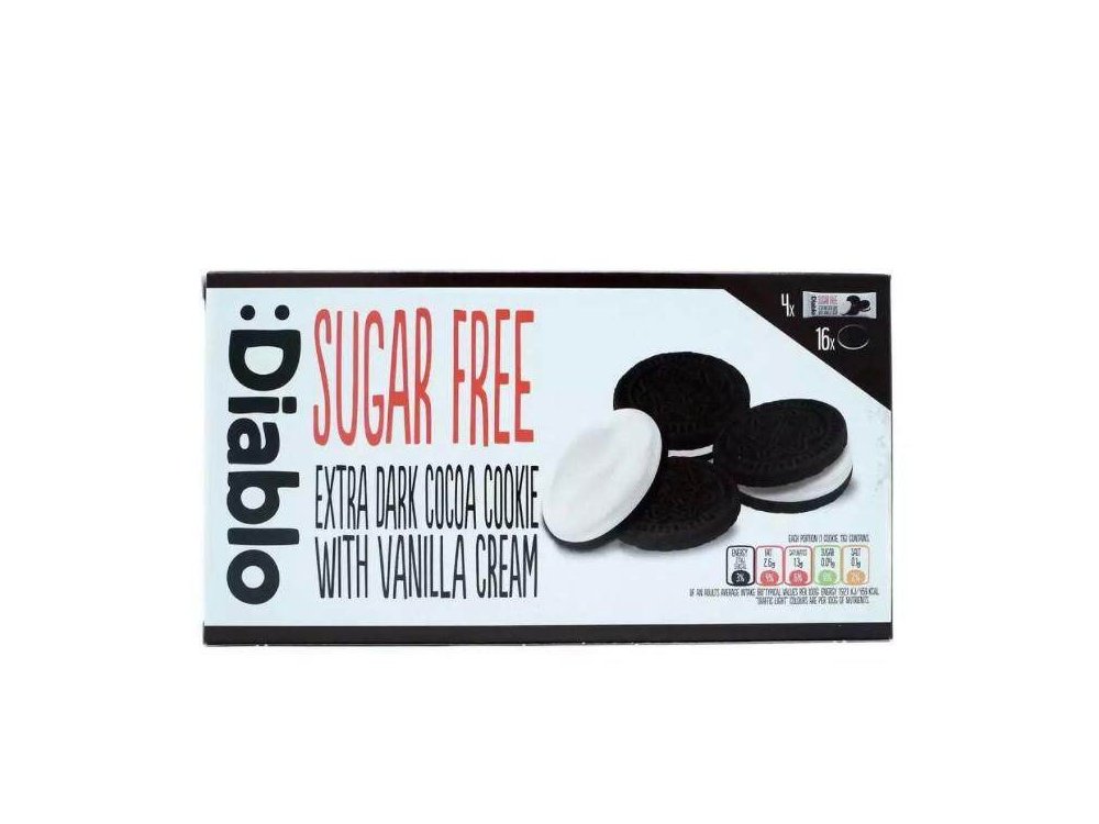 Diablo Μπισκότα Γεμιστά με Βανίλια Χωρίς Ζάχαρη, 176gr